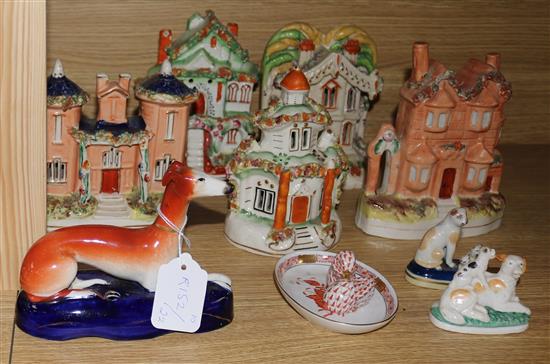 Two pieces of Herend and eight pieces of Staffordshire